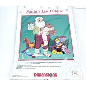 Dimensions Santa's List Plaque Plastic Canvas Kit Vintage Christmas Decor USA
